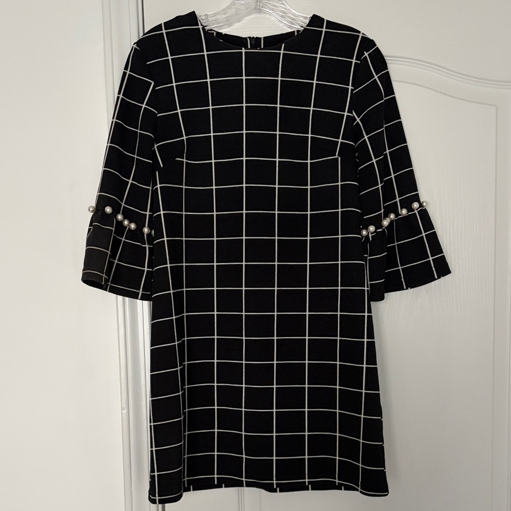 SHEIN Black Dress with White Checkered Design